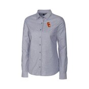 USC Trojans Women's Charcoal SC Interlock Stretch Oxford Dress Shirt
